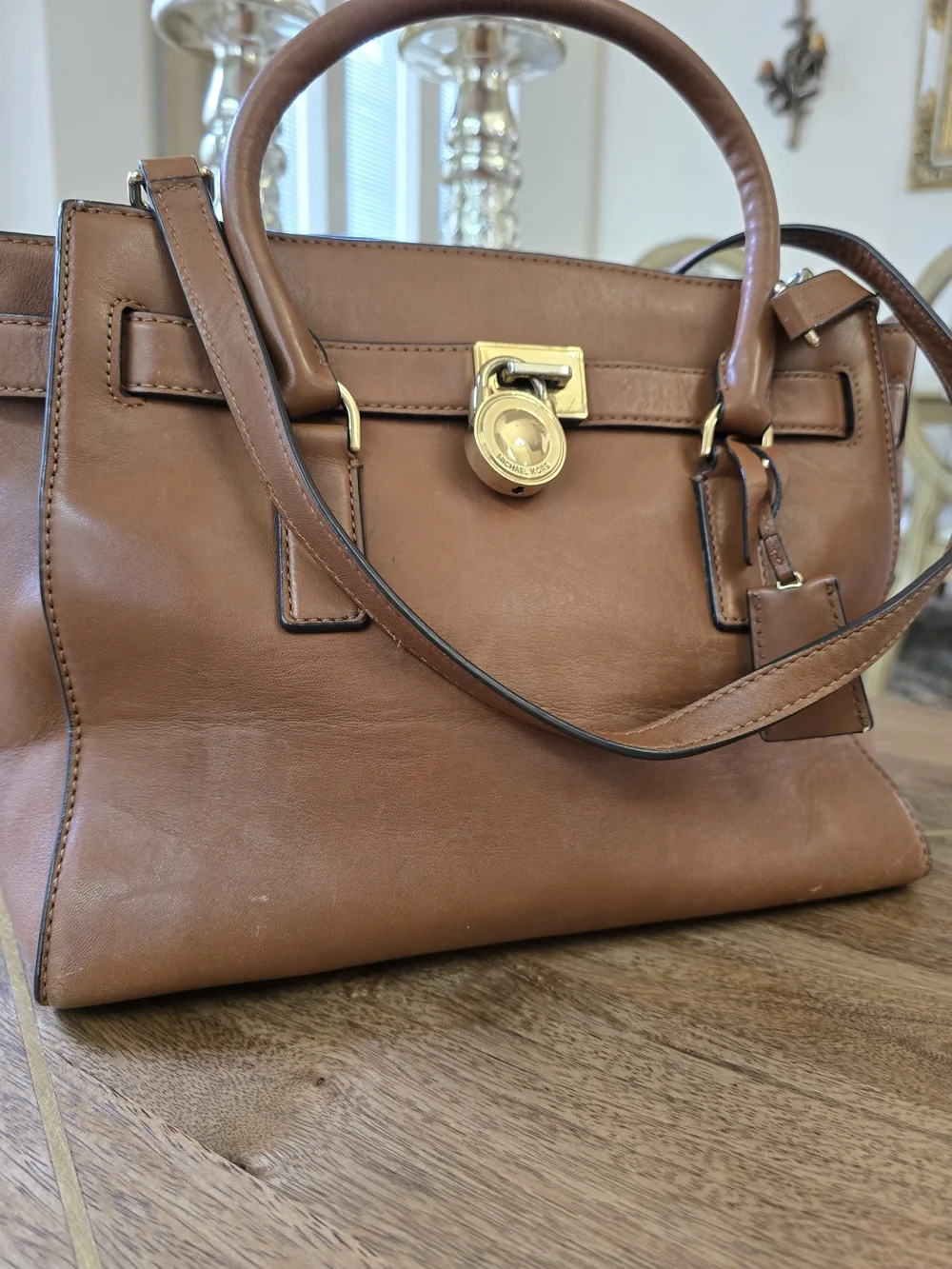 Brown Leather Satchel Handbag - Classic Women's Tote Michael  Kors